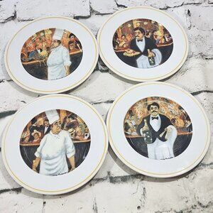 Guy Buffet Eschenbach Plates Set Of 4 Porcelain The Cabaret Suites Chef Waiter‎